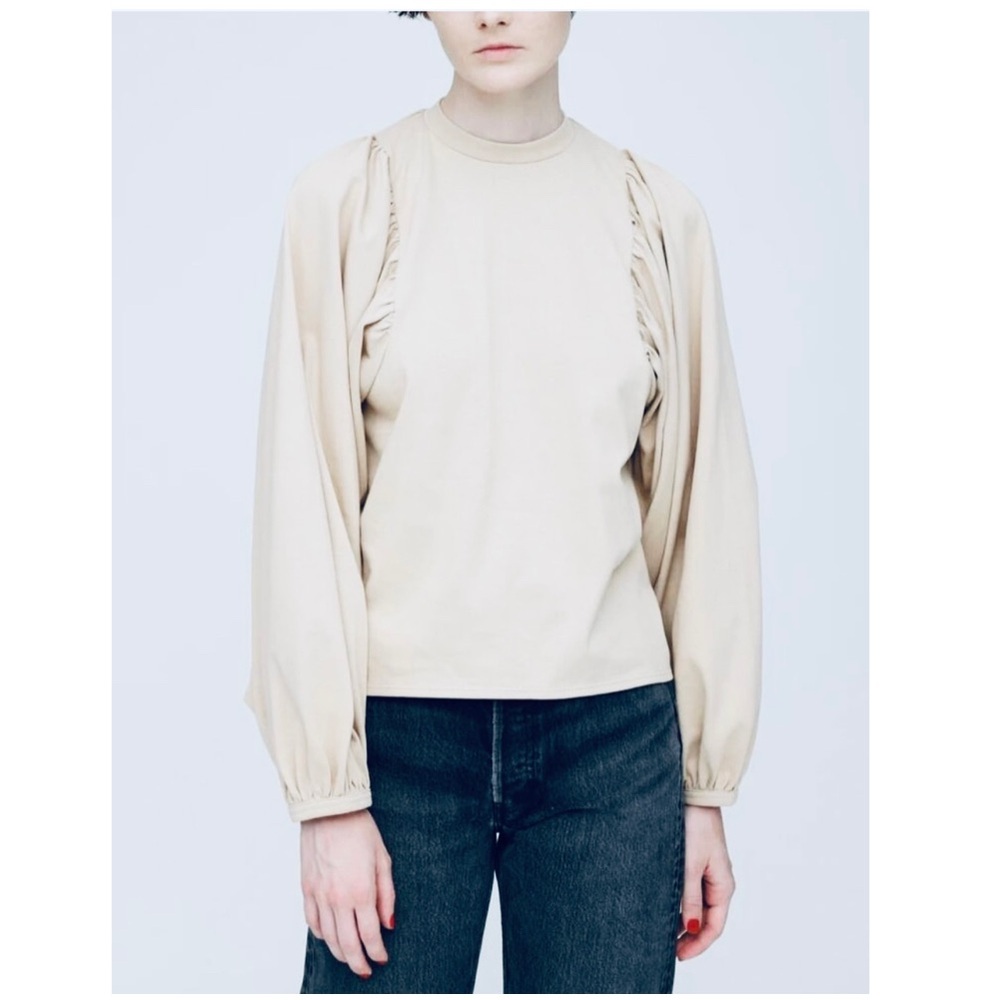 Moussy Vintage Form Sperion Balloon Puff Sleeve Ivory Cream Blouse Top Large